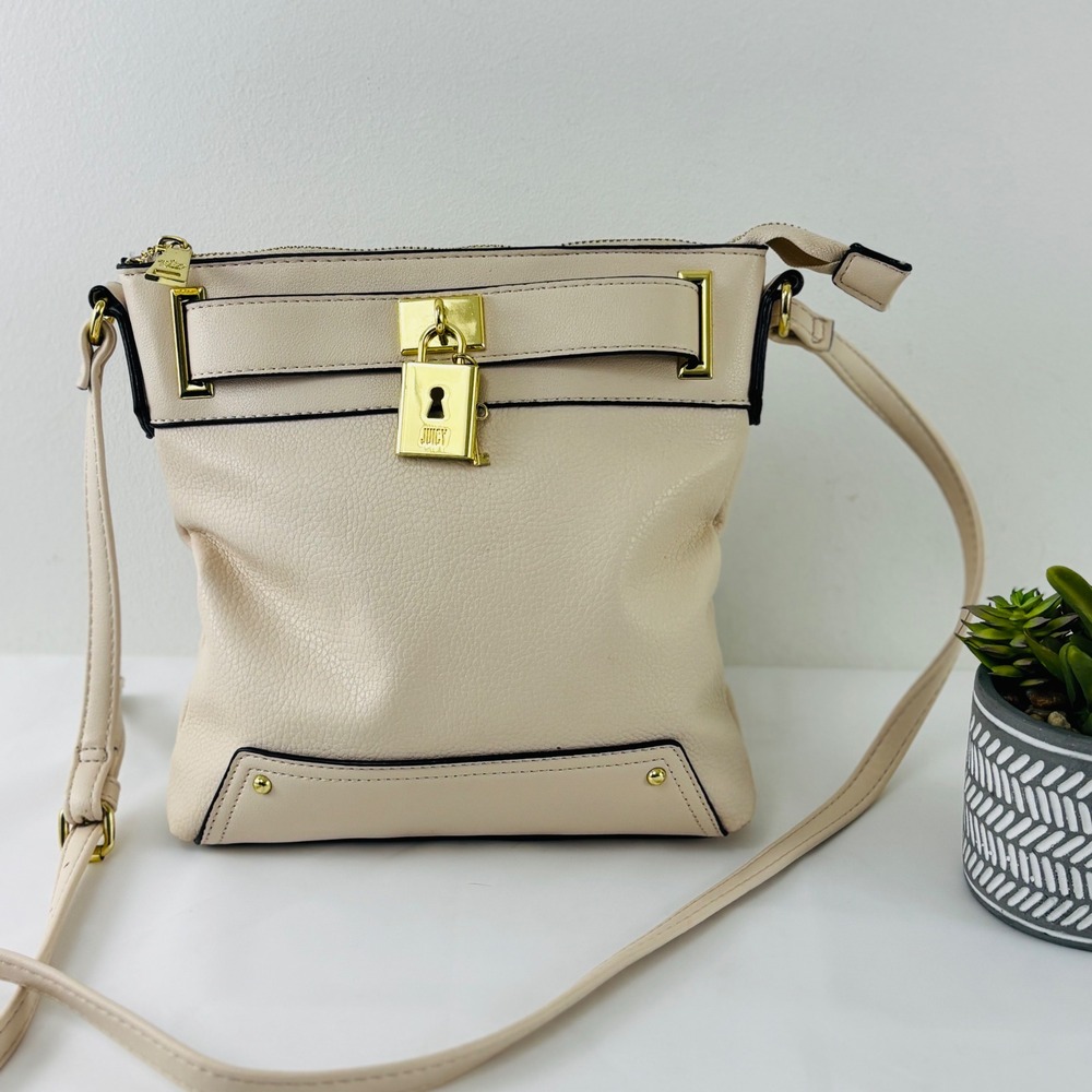 Juicy Couture Under Lock & Key Ivory Crossbody Purse